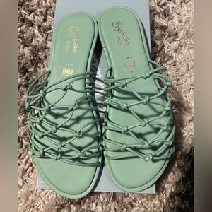 Teal Seychelles flat sandals size 8.5 nib